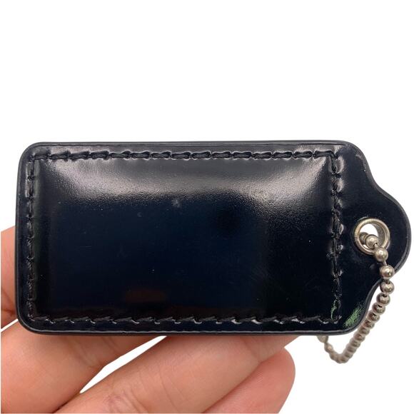 2" COACH Patent Leather Black Fob Bag Charm Hang tag Hangtag - Picture 2 of 2